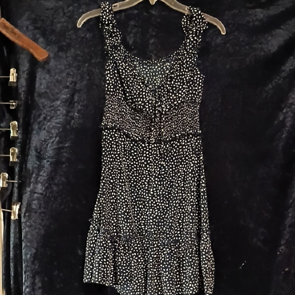 Chic Black and White Spotted Mini Dress